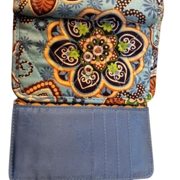 Vera Bradley Wallet Bali Blue Floral Paisley Quilted Tri Fold Summer 2009 - Picture 6 of 7